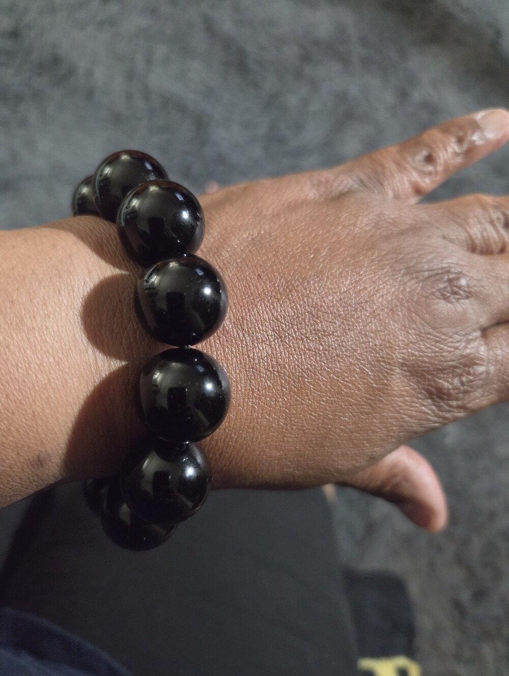 Shop LC Luxury Chunky Thai Black Spinel Beaded Stretch Bracelet - Large